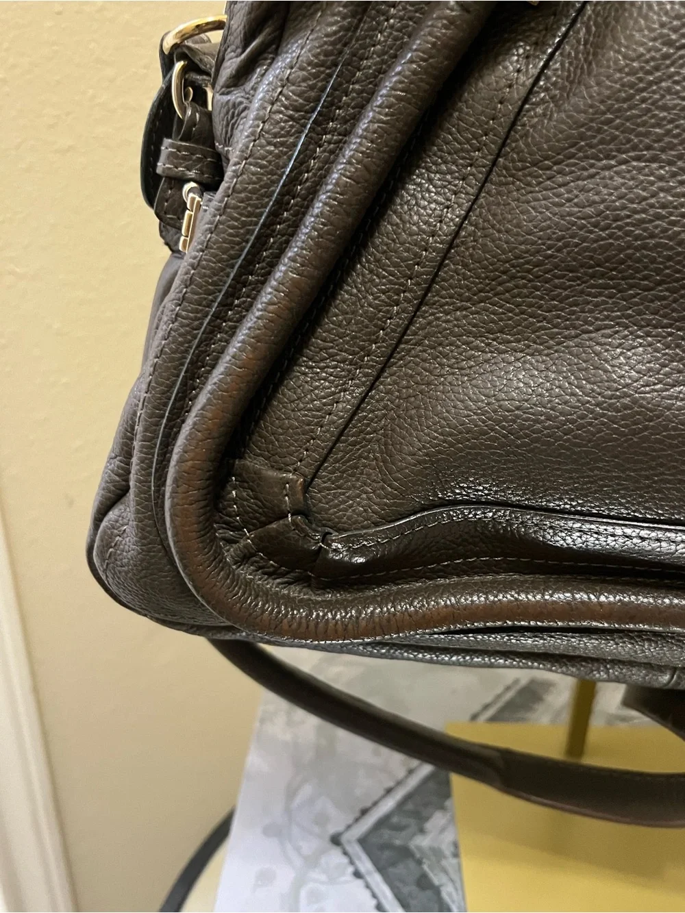 Chloe Brown Leather Satchel with Gold-Tone Hardware